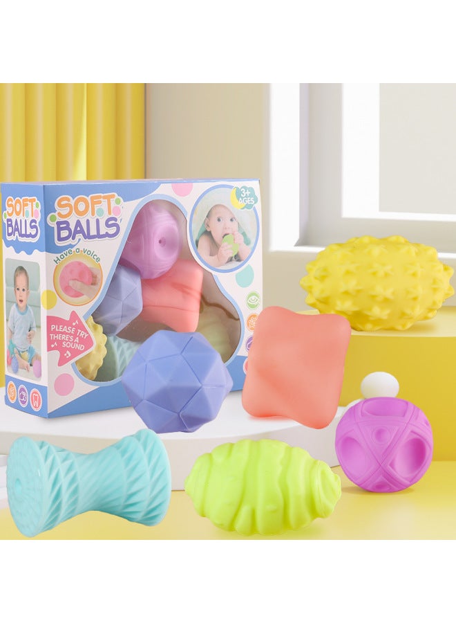 Custom Plus LOGO Vinyl Hand Ball Baby Toy Baby Touch Can Bite Soft Rubber Ball Custom-Color:6 Pack-Mesh Bag - Image 2