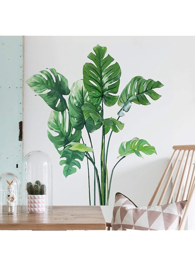 S-TOP Leaf Wall Decals Monstera Leaf Tropical Plants Wall Stickers for Living Room, Palm Leaf Wall Posters Natural Green Plants Art Murals Vinyl Wallpaper for Bedroom Nursery Office - Image 1