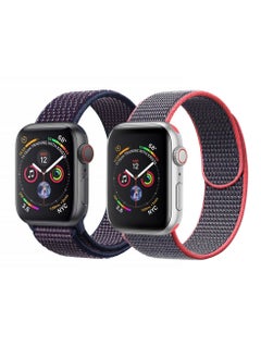 Nylon Sport Loop Band Strap 40/44/41/45mm For Apple Watch Series Electric Pick Strap with Indigo Strap(set of 2)
