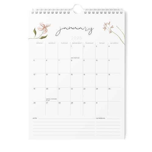 Karto Wall Calendar 2025 - Vertical 8.5x11 inch Runs Until June 2026 - Boost Your Productivity and Easy Planning with the Aesthetic Monthly Calendar - Flowers - Image 1