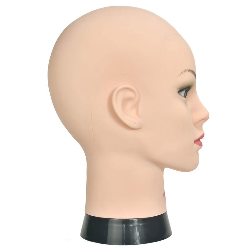 Ba Sha Professional Cosmetology Mannequin Head - Female Bald Head for Wigs, Making, Hat Display, Glasses - Free Clamp - Image 2