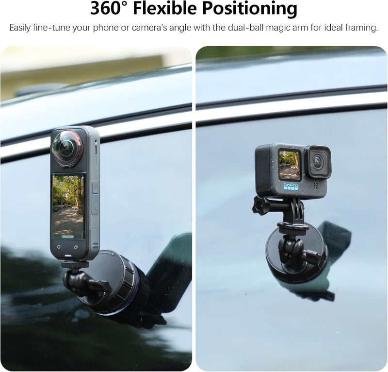 AMAZEAR Suction Cup Holder for DJI OSMO Pocket 3/4 Osmo Action 6/5 Pro/4, Clip for Mobile Phone Holder, Mobile Phone POV Holder Stand Quick Lock for Glass, Tiles, Magnetic Holder - Image 4