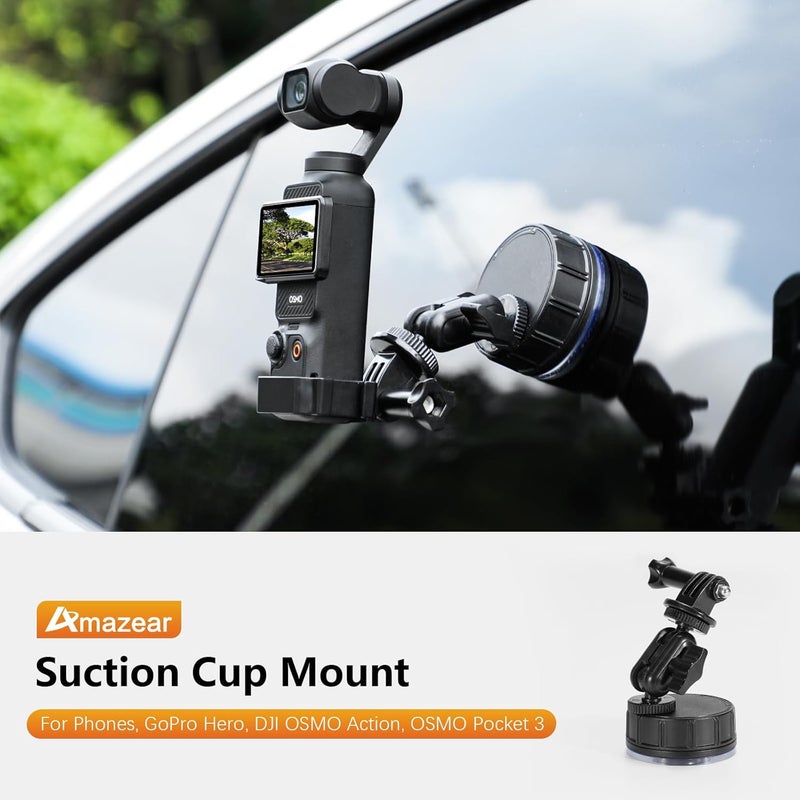 AMAZEAR Suction Cup Holder for DJI OSMO Pocket 3/4 Osmo Action 6/5 Pro/4, Clip for Mobile Phone Holder, Mobile Phone POV Holder Stand Quick Lock for Glass, Tiles, Magnetic Holder - Image 2