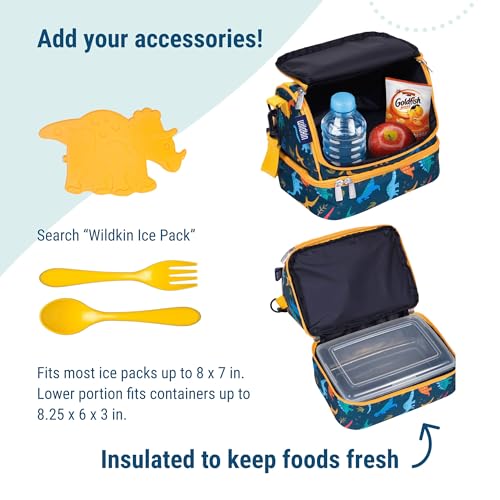 Wildkin Two Compartment Insulated Lunch Bag for Kids – School & Travel Ready - Jurassic Dinosaurs - Image 5