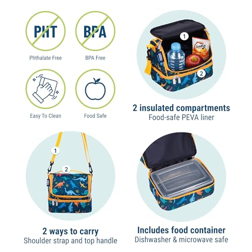 Wildkin Two Compartment Insulated Lunch Bag for Kids – School & Travel Ready - Jurassic Dinosaurs - Image 4