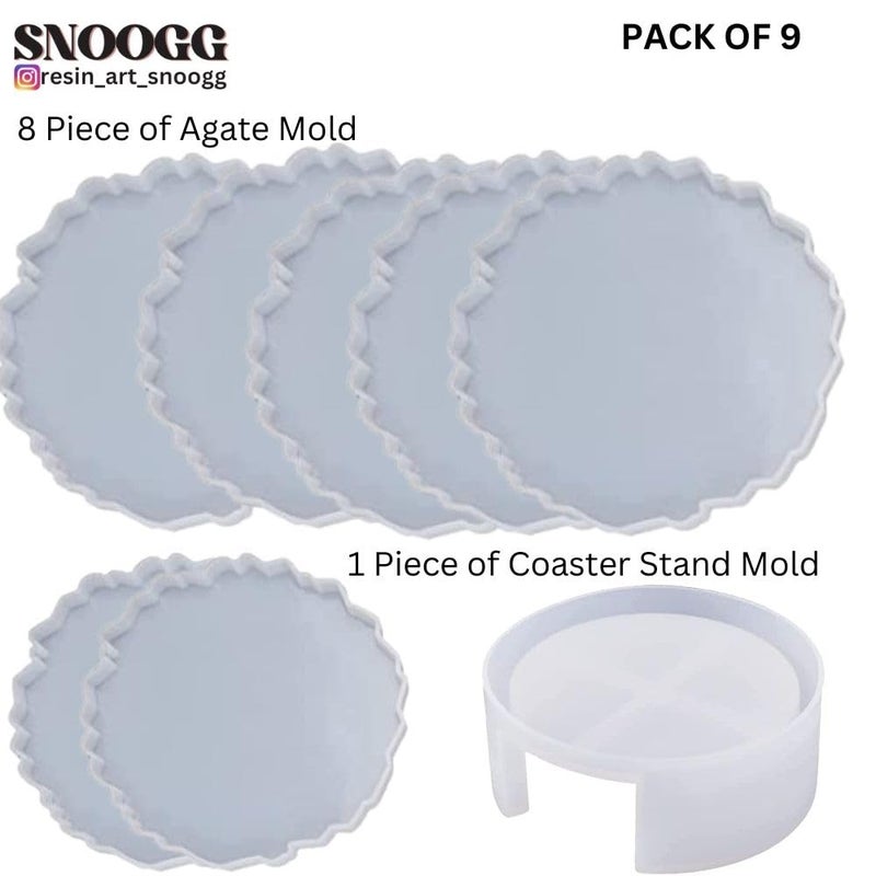 Snoogg SNOOGG Pack of 4 Inch/ 8 Piece of Round and 1Piece of Stand Mould Epoxy Resin Casting Moulds for Making and DY Coaster, Cups Mats, Photo Display, Frame, Home Decoration and More. - Image 2