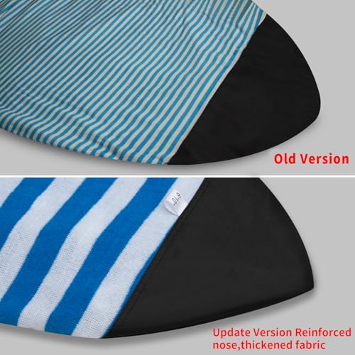 UCEDER Surfboard Sock Cover,Lightweight Stretch Board Bag for Sun Protection,Foldable Surfboard Sock Sleeve Perfect for Travel and Transportation(Blue and White, 7'5'') - Image 3