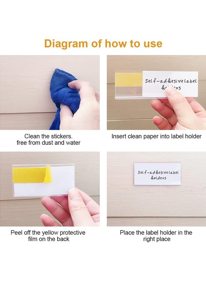 Peachjoy Self-Adhesive Ticket Holder,50 pcs 4x8 cm Price Tag Holders,Clear Self-Adhesive Label Holders,for Shop Office Home(with White Card Inserts)  - Image 5