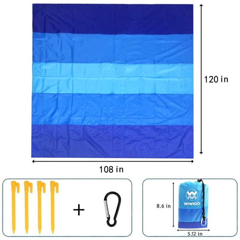 WIWIGO Beach Blanket, Sandproof Beach Mat 120in X 108in for 2-8 Adults Waterproof Quick Drying Outdoor Picnic Mat for Travel, Camping, Hiking - Image 1