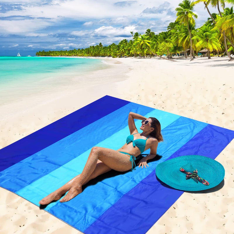 WIWIGO Beach Blanket, Sandproof Beach Mat 120in X 108in for 2-8 Adults Waterproof Quick Drying Outdoor Picnic Mat for Travel, Camping, Hiking - Image 4