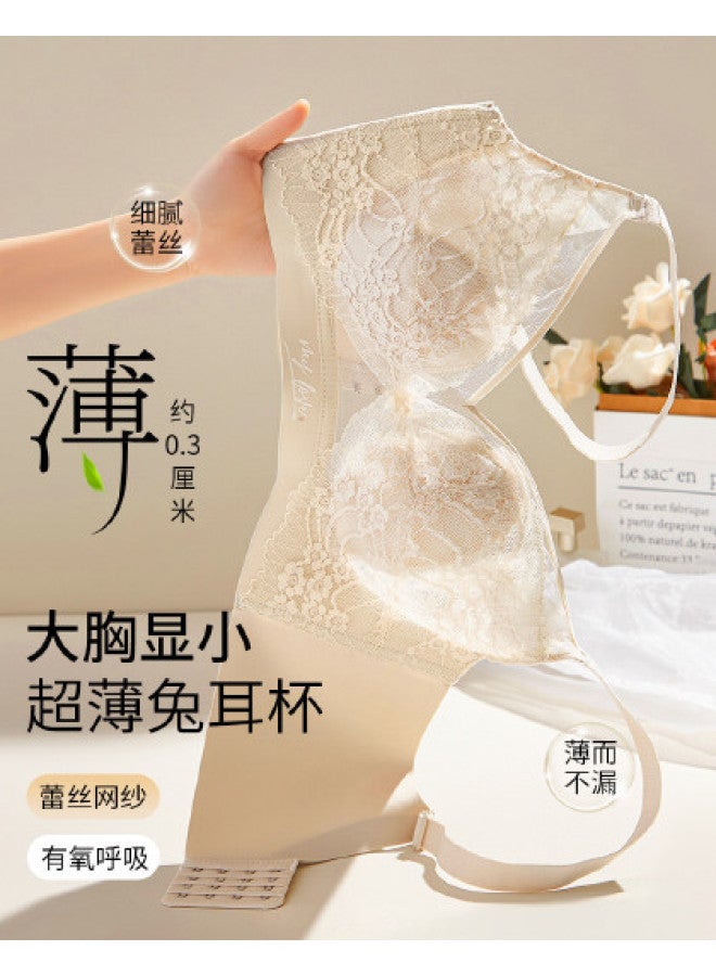 Fenton French Lace "bunny Ear Cup Underwear - Women's Push-up Bra With Anti-sagging Design, Thin & Breathable For Spring/summer 2025 - Image 1
