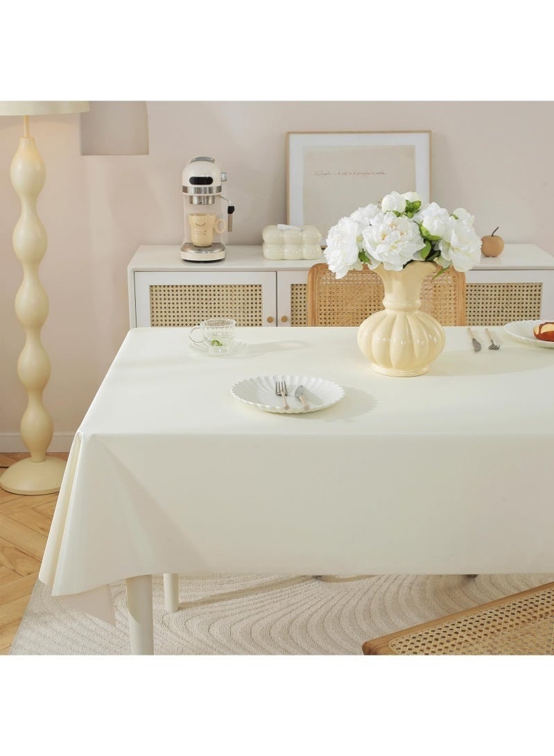 Luxury PU Leather Tablecloth 140x200cm – Waterproof Heat Resistant Ice Silk Feel, Oil-Proof Non-Slip, Wash-Free Beige - Image 5