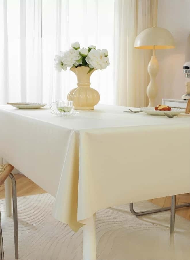 Luxury PU Leather Tablecloth 140x200cm – Waterproof Heat Resistant Ice Silk Feel, Oil-Proof Non-Slip, Wash-Free Beige - Image 1