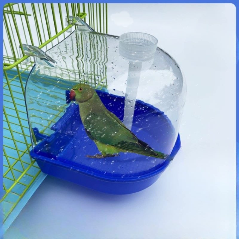 Barn Eleven Bird Bath Cage, Cleaning Pet Supplies Bird Bathtub with Hanging Hooks Come with Free Water Injector for Parrots Spacious Parakeets Portable Shower for Most Birdcage Random Color (S for Square cage) - Image 1