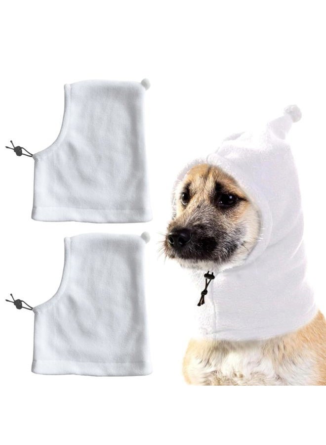 HOKABLE 2 Pcs Dog Hat, Leopard Flannel Hat Pet Christmas Winter Warm Caps Cute Accessories Neck Ear Warmer Pullover Hood Warm Scarf, Calming Dog Hood for Small Medium Large Dogs (White M) - Image 1
