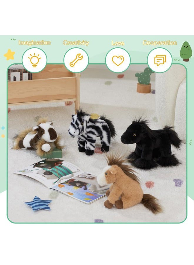 MaoGoLan 4 Pcs Horse Stuffed Animal Set,10" Pony Plushies for Party Favor, Pony Stuffed Animal Bulk for Kids,4 Pack Soft Horse Toys for Christmas Birthday Gifts - Image 3