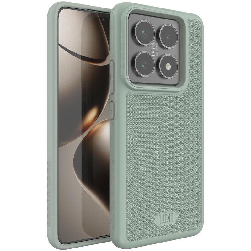 TUDIA MergeGrip Military Grade for Xiaomi 14T Pro 5G Case 2024 Drop Tested Dual Layer Shockproof Slim Heavy Duty Tough Protective Phone Cases Cover Green Lily Basic - Image 2