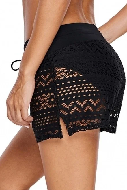 Angelsin Black Lace Marine Shorts Combined Bikini Bottom