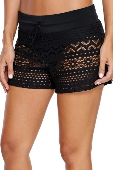 Angelsin Black Lace Marine Shorts Combined Bikini Bottom