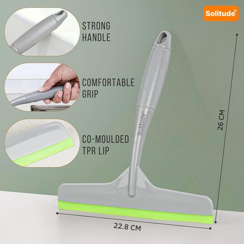 Solitude Multi-Purpose Kitchen Platform and Glass Cleaning Squeegee Wiper Windows Car Windshield Bathroom Mirrors Table Cleaner Wipers for Home, Kitchen & Office (Pack of 2, Multicolor) - Image 4