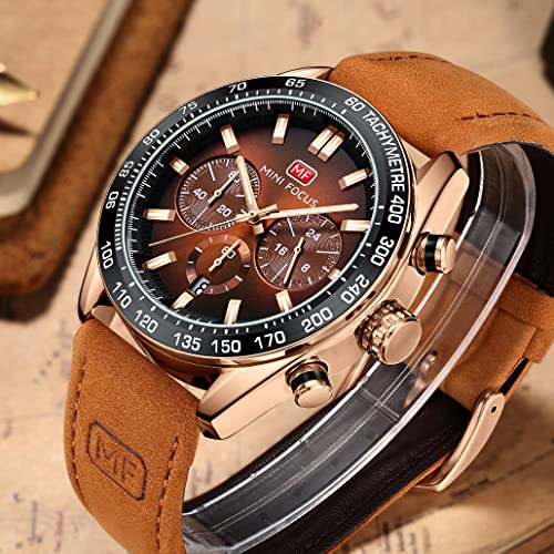 MF MINI FOCUS Mini Focus Men Watches Business Casual Wrist Watches (Multifunction/Waterproof/Luminous/Calendar) Genuine Leather Band Fashion Watch for Men… - Image 2
