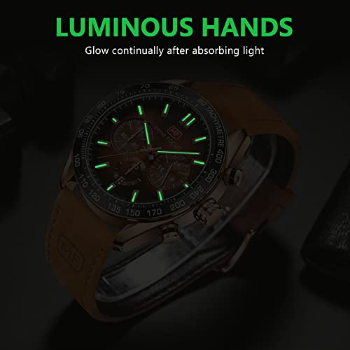 MF MINI FOCUS Mini Focus Men Watches Business Casual Wrist Watches (Multifunction/Waterproof/Luminous/Calendar) Genuine Leather Band Fashion Watch for Men… - Image 4