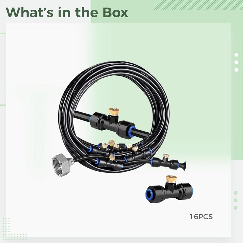 12 M Outdoor Mister System, Fine Atomization, 16 Nozzles, Garden Misting Hose, Us Connector - Image 2