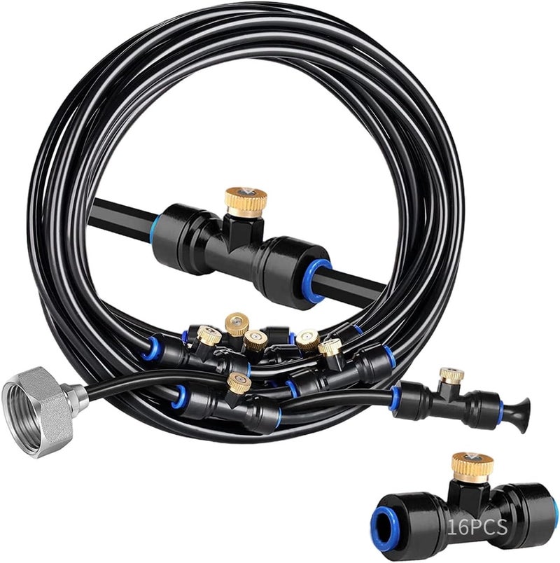 12 M Outdoor Mister System, Fine Atomization, 16 Nozzles, Garden Misting Hose, Us Connector - Image 1
