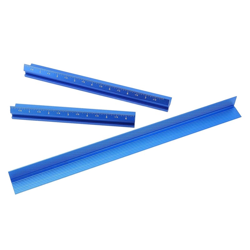 3 قطع من مجموعة مساطر النجارة من سبائك الألومنيوم، أداة قياس الزاوية على شكل حرف V، قلم تحديد متعدد الوظائف - Image 5