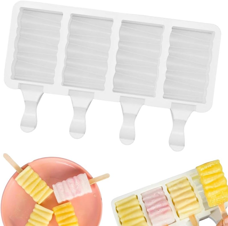 MARKQ Popsicle Molds – 4-Cavity Silicone Ice Pop Maker for Homemade Frozen Treats | Easy-Release Reusable Ice Cream Molds for Kids, DIY Yogurt Pops & Desserts – Food-Grade Silicone (Pack of 1) - Image 1