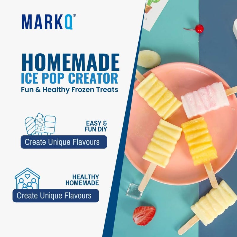 MARKQ Popsicle Molds – 4-Cavity Silicone Ice Pop Maker for Homemade Frozen Treats | Easy-Release Reusable Ice Cream Molds for Kids, DIY Yogurt Pops & Desserts – Food-Grade Silicone (Pack of 1) - Image 2
