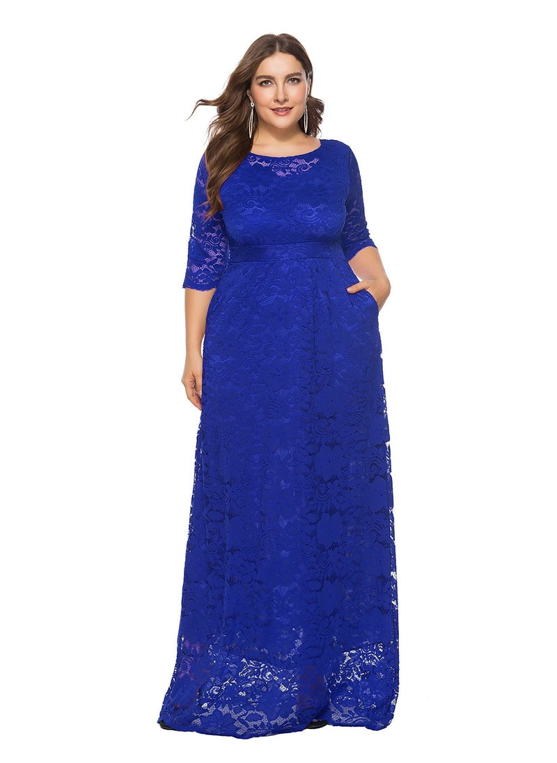 Loquat - Lace High Waist Pocket Dress Blue - Image 1