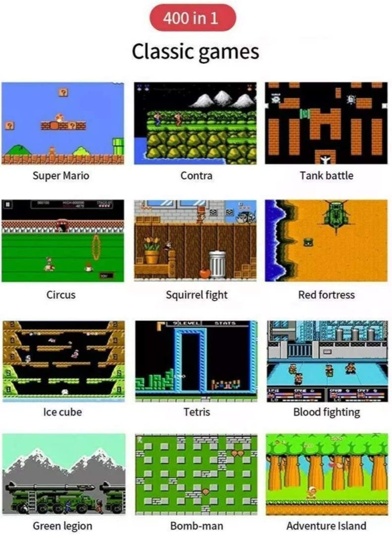 ELTRAZONE 400 In 1 Game Box Console Classic Games Hand Held Gamepad Color Screen Mario Super Mario DR Mario Contra Games - YELLOW  - Image 2