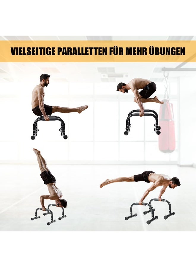 ZOVO Parallettes Bars, Push Up Bars Strength Training For Handstands, Full Planche & Dips, Calisthenic, [16.6x10x10in] Push Up Stands Handle for Floor Workouts Calisthenics - Image 3