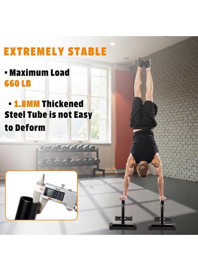 ZOVO Parallettes Bars, Push Up Bars Strength Training For Handstands, Full Planche & Dips, Calisthenic, [16.6x10x10in] Push Up Stands Handle for Floor Workouts Calisthenics - Image 5