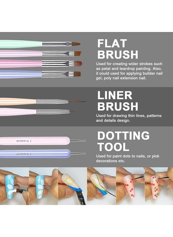 AIMEILI AIMEILI Nail Art Brushes Acrylic Nail Brush Design Pen Set for Gel Nail Polish Painting, Nail Extension Gel Builder Nail Gel Brush, Nail Art Liner Brush and Nail Dotting Pen DIY Manicure  - Image 2