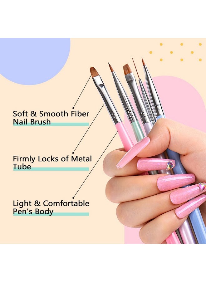 AIMEILI AIMEILI Nail Art Brushes Acrylic Nail Brush Design Pen Set for Gel Nail Polish Painting, Nail Extension Gel Builder Nail Gel Brush, Nail Art Liner Brush and Nail Dotting Pen DIY Manicure  - Image 3