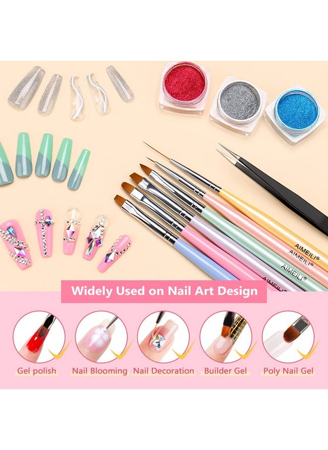 AIMEILI AIMEILI Nail Art Brushes Acrylic Nail Brush Design Pen Set for Gel Nail Polish Painting, Nail Extension Gel Builder Nail Gel Brush, Nail Art Liner Brush and Nail Dotting Pen DIY Manicure  - Image 5