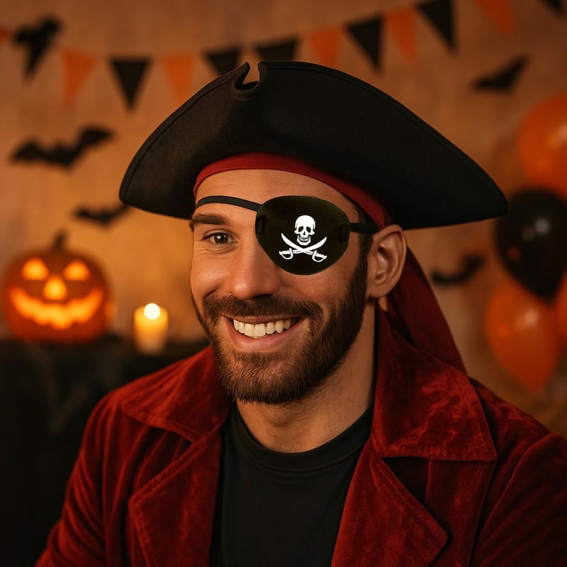 Oarkive Pirate Eye Patch for Adults â€“ Adjustable Eye Patch for Halloween Costume, Party Outfit, or Themed Events - Image 2