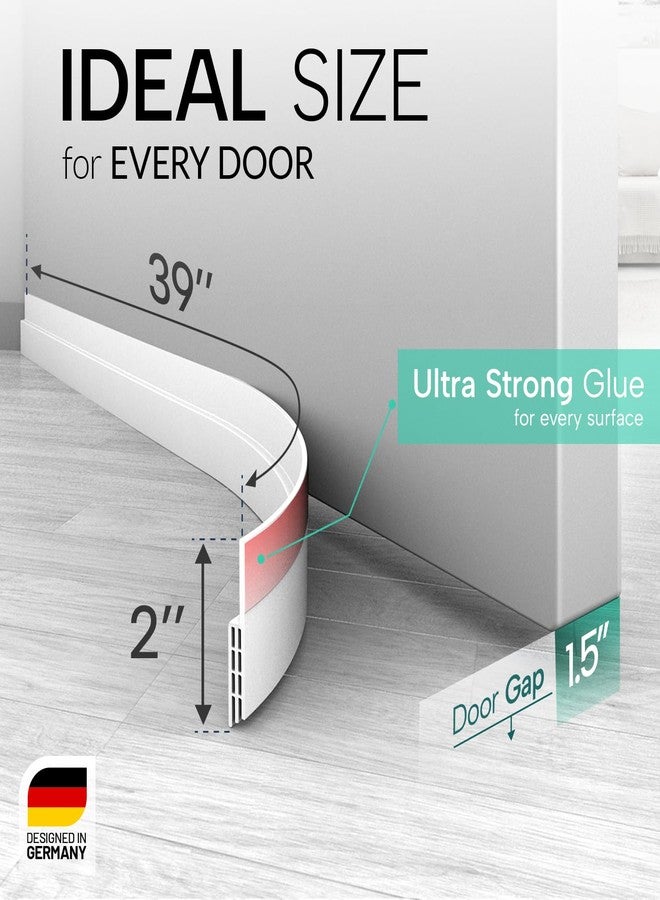 Vellure® door draft stoppers for bottom of door - NEW premium door sweep/door seal strip (save energy – installs quickly and easily) door weather stripping, ideal for keeping out cold (5x39 white) - Image 2