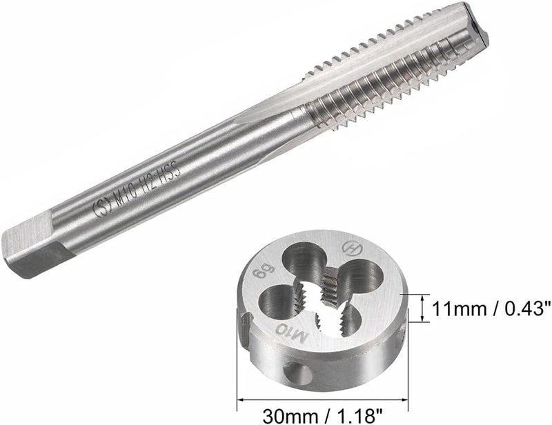 Mactoom 10mm x 1.5 HSS Metric Tap and Die Set Right Hand Thread,Tapping DIY Tool 3pcs (M10 x 1.5mm) - Image 2