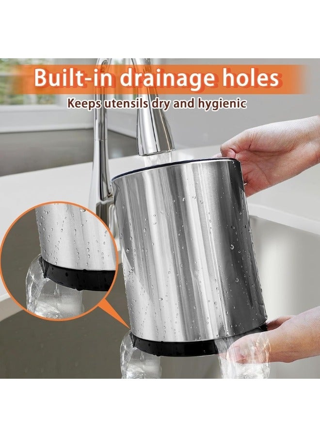 Happy Home 360 Degree Rotating Stainless Steel Kitchen Utensil Holder, Large Countertop Cookware Organizer, 3 Storage Compartments - Image 5