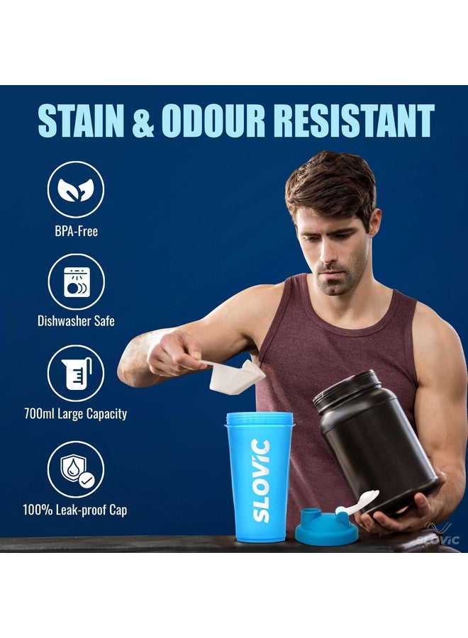 SLOVIC Shakers For Protein Shake, Plastic Free Gym Bottles For Men, Odor Free Protein Shaker Bottles For Protein Shake, Leakproof Gym Shaker Bottle (Blue) - Image 2