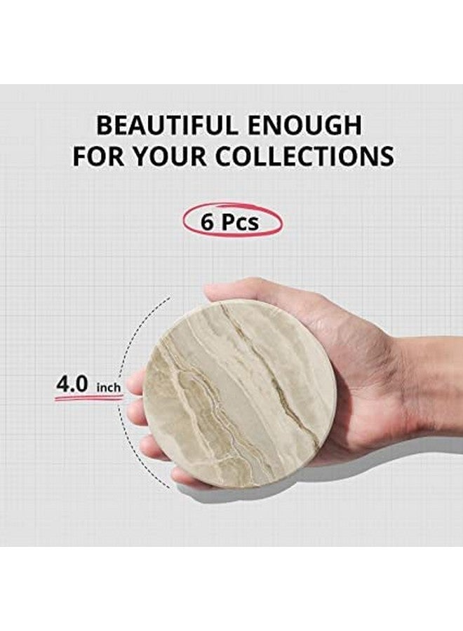 Dhadh 4 inch Drink Coasters with Holder, Marble Style Absorbent Coaster, Set of 6 (Drink Coasters with Holder) - Image 4
