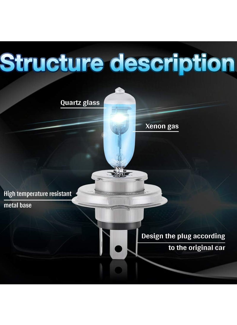 Excefore - LED Headlight Bulbs, Fog Light Lamp, H4 Halogen Xenon Light, 100W Halogen Headlight Bulbs  6000K Super Bright, 360 Degree Adjustable, Non-polarity Plug & Play, Pack of 4, White - Image 1