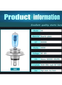 Excefore LED Headlight Bulbs, Fog Light Lamp, H4 Halogen Xenon Light, 100W Halogen Headlight Bulbs  6000K Super Bright, 360 Degree Adjustable, Non-polarity Plug & Play, Pack of 4, White  - Image 5