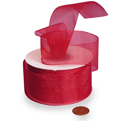 Red Shimmer Sheer Organza Ribbon 1 12 X 25 Yards