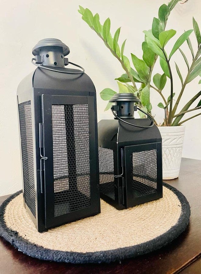 Quace Black Metal Lantern Candle Tealight Holder for Home Decor Items | Set of 2… - Image 2
