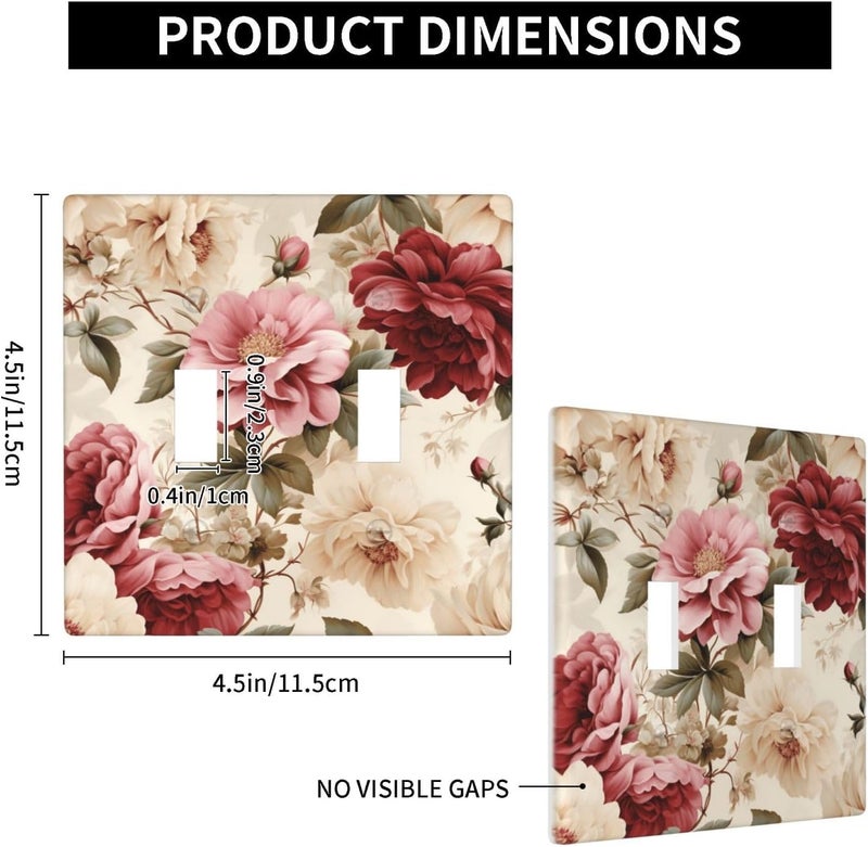 Roses On Distressed And Aged Ivory Double Gang Toggle Light Cover Wall Plate Switch Decor Standard Size - 4.5" X 4.5" - Image 5