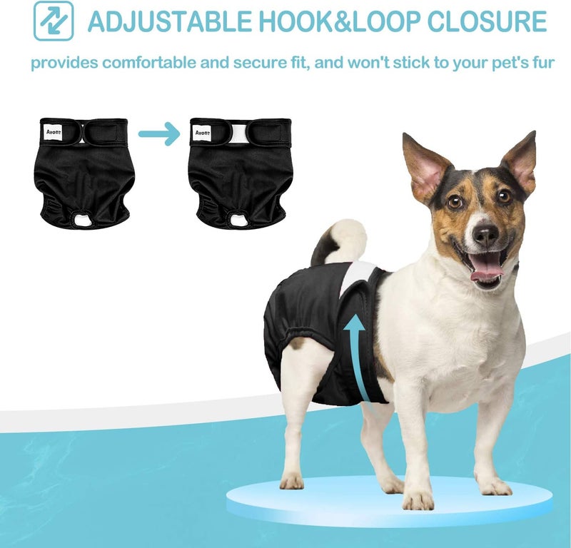 Avont 3 Pack Washable Female Dog Diapers, Premium Reusable Highly Absorbent Doggie Diapers Wraps Durable Dog Diaper Cover - Image 2